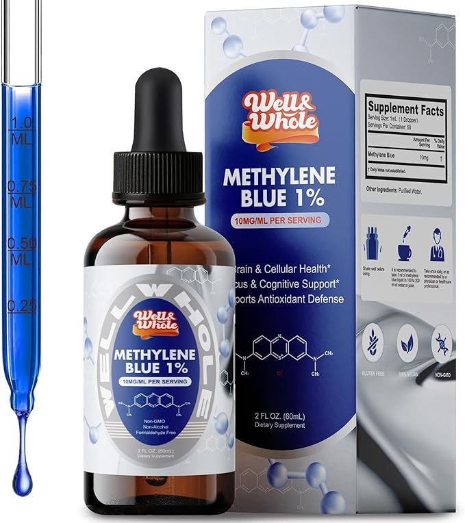 WellWholePlus methylene blue liquid drops bottle for humans