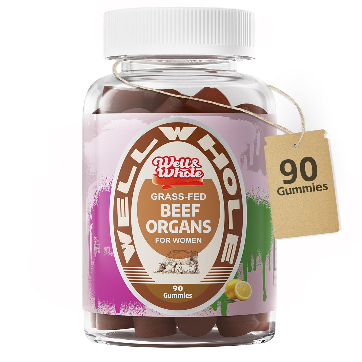 WellWholePlus grass fed beef organ gummies with liver and kidney