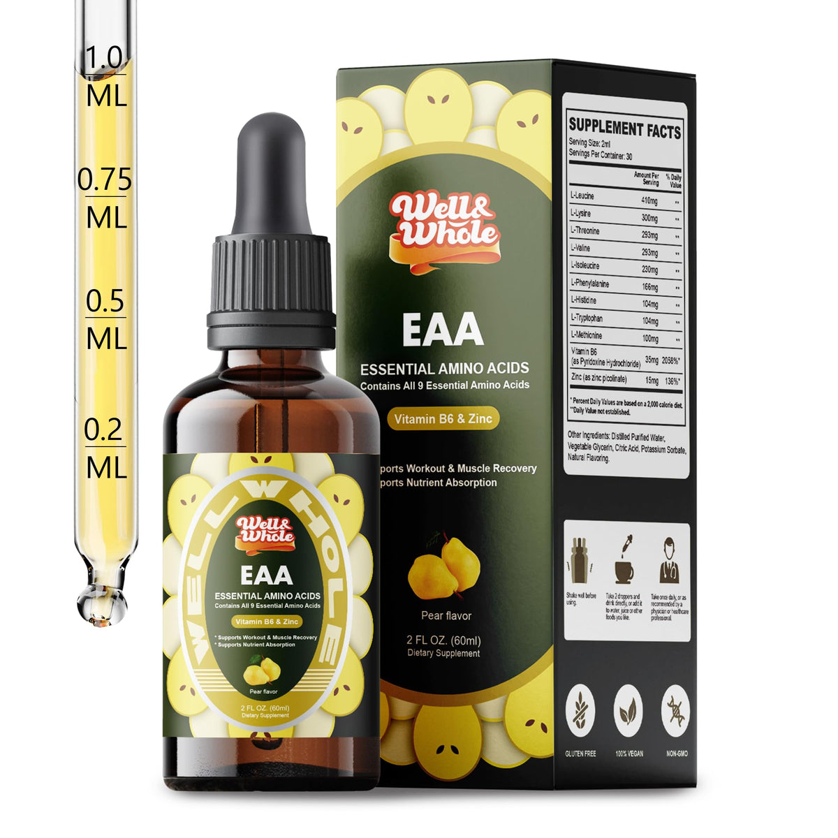 WellWholePlus essential amino acid liquid drops with liver support